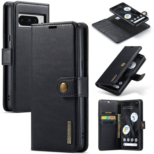 For Google Pixel 8 Pro DG.MING Crazy Horse Texture Detachable Magnetic Leather Phone Case(Black) - Google Cases by DG.MING | Online Shopping UK | buy2fix