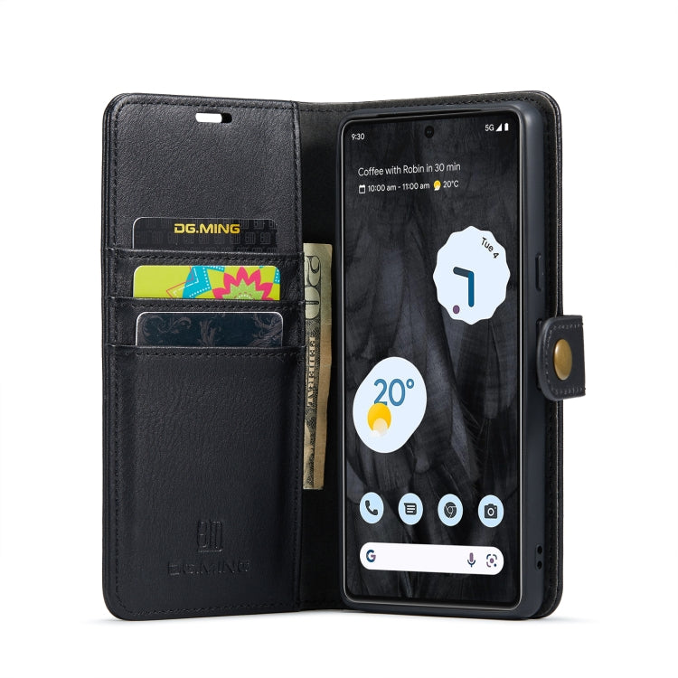 For Google Pixel 8 Pro DG.MING Crazy Horse Texture Detachable Magnetic Leather Phone Case(Black) - Google Cases by DG.MING | Online Shopping UK | buy2fix