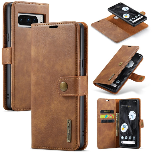 For Google Pixel 8 Pro DG.MING Crazy Horse Texture Detachable Magnetic Leather Phone Case(Brown) - Google Cases by DG.MING | Online Shopping UK | buy2fix