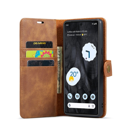 For Google Pixel 8 Pro DG.MING Crazy Horse Texture Detachable Magnetic Leather Phone Case(Brown) - Google Cases by DG.MING | Online Shopping UK | buy2fix