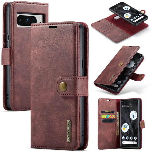 For Google Pixel 8 Pro DG.MING Crazy Horse Texture Detachable Magnetic Leather Phone Case(Red) - Google Cases by DG.MING | Online Shopping UK | buy2fix