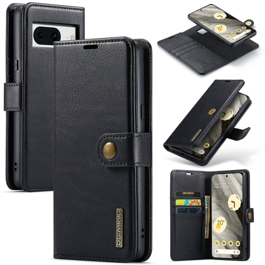 For Google Pixel 8 DG.MING Crazy Horse Texture Detachable Magnetic Leather Phone Case(Black) - Google Cases by DG.MING | Online Shopping UK | buy2fix