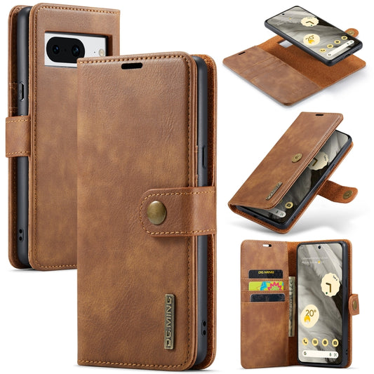 For Google Pixel 8 DG.MING Crazy Horse Texture Detachable Magnetic Leather Phone Case(Brown) - Google Cases by DG.MING | Online Shopping UK | buy2fix