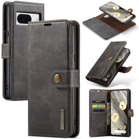 For Google Pixel 8 DG.MING Crazy Horse Texture Detachable Magnetic Leather Phone Case(Grey) - Google Cases by DG.MING | Online Shopping UK | buy2fix