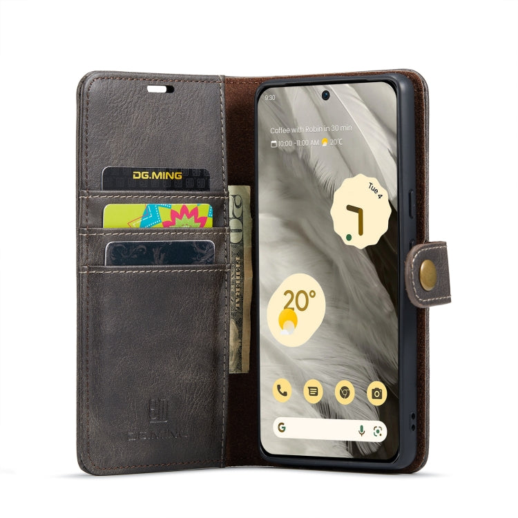 For Google Pixel 8 DG.MING Crazy Horse Texture Detachable Magnetic Leather Phone Case(Grey) - Google Cases by DG.MING | Online Shopping UK | buy2fix