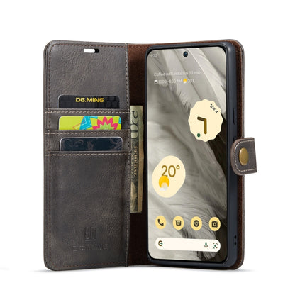 For Google Pixel 8 DG.MING Crazy Horse Texture Detachable Magnetic Leather Phone Case(Grey) - Google Cases by DG.MING | Online Shopping UK | buy2fix