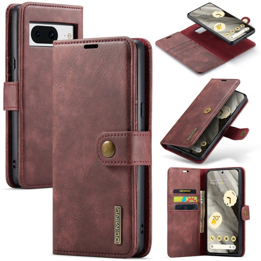 For Google Pixel 8 DG.MING Crazy Horse Texture Detachable Magnetic Leather Phone Case(Red) - Google Cases by DG.MING | Online Shopping UK | buy2fix
