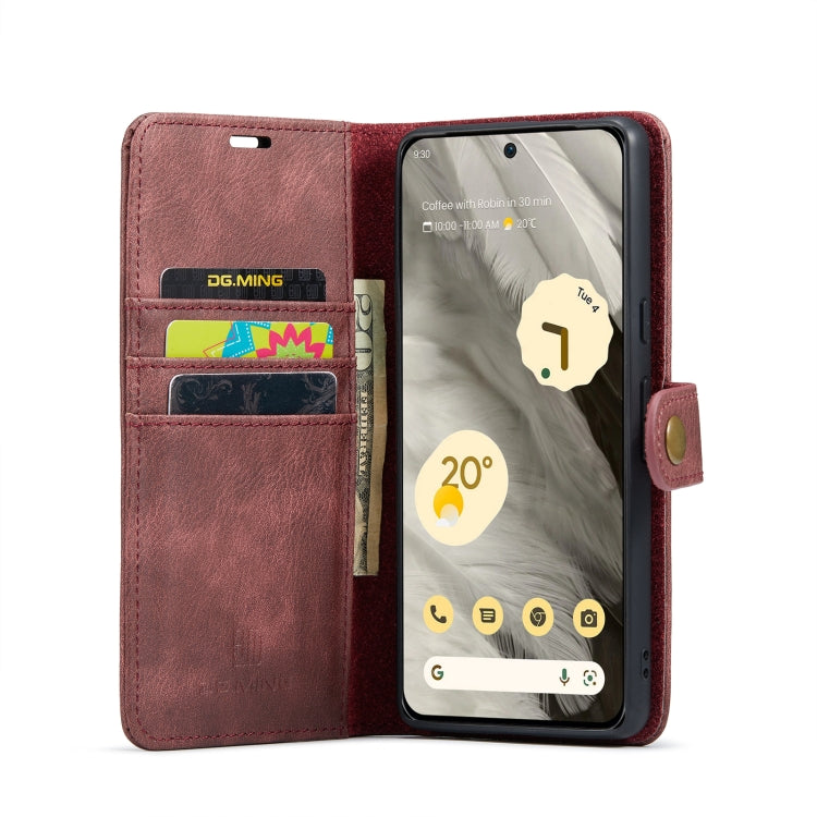For Google Pixel 8 DG.MING Crazy Horse Texture Detachable Magnetic Leather Phone Case(Red) - Google Cases by DG.MING | Online Shopping UK | buy2fix