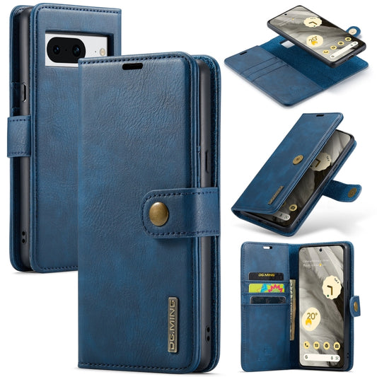 For Google Pixel 8 DG.MING Crazy Horse Texture Detachable Magnetic Leather Phone Case(Blue) - Google Cases by DG.MING | Online Shopping UK | buy2fix