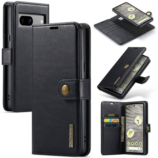 For Google Pixel 8a DG.MING Crazy Horse Texture Detachable Magnetic Leather Phone Case(Black)