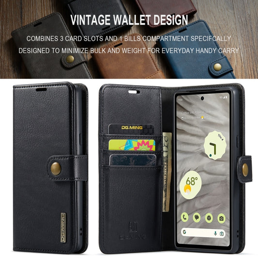 For Google Pixel 8A DG.MING Crazy Horse Texture Detachable Magnetic Leather Phone Case(Black) - Google Cases by DG.MING | Online Shopping UK | buy2fix