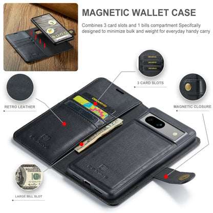 For Google Pixel 8A DG.MING Crazy Horse Texture Detachable Magnetic Leather Phone Case(Black) - Google Cases by DG.MING | Online Shopping UK | buy2fix
