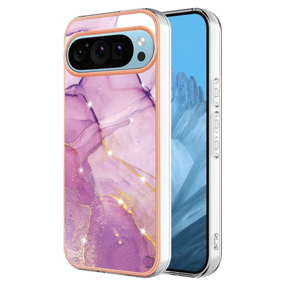 For Google Pixel 9 / 9 Pro Electroplating Marble Dual-side IMD Phone Case(Purple 001) by buy2fix