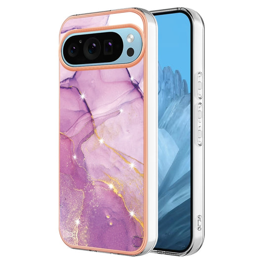For Google Pixel 9 / 9 Pro Electroplating Marble Dual-side IMD Phone Case(Purple 001) by buy2fix