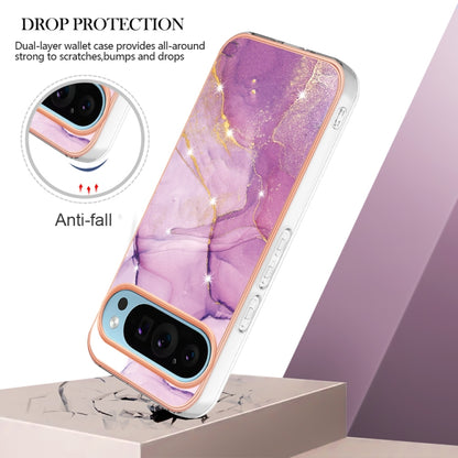 For Google Pixel 9 / 9 Pro Electroplating Marble Dual-side IMD Phone Case(Purple 001) by buy2fix