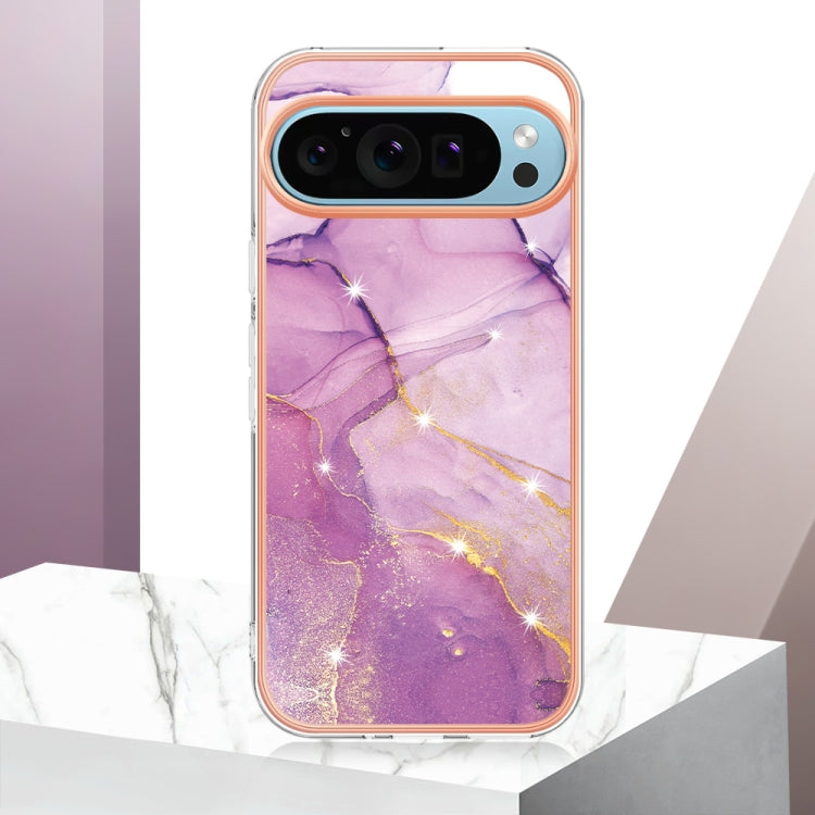 For Google Pixel 9 / 9 Pro Electroplating Marble Dual-side IMD Phone Case(Purple 001) by buy2fix