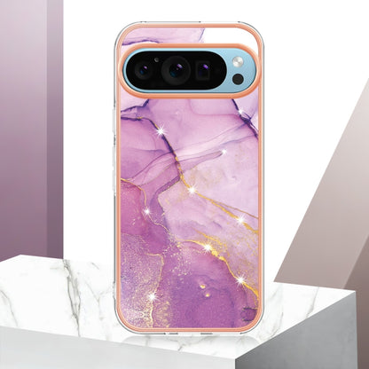 For Google Pixel 9 / 9 Pro Electroplating Marble Dual-side IMD Phone Case(Purple 001) by buy2fix