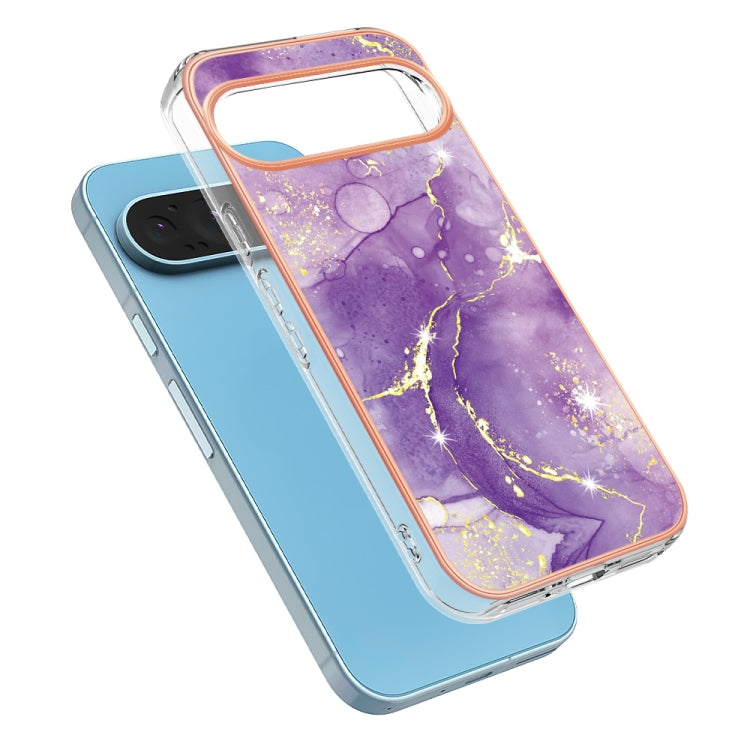 For Google Pixel 9 / 9 Pro Electroplating Marble Dual-side IMD Phone Case(Purple 002) by buy2fix
