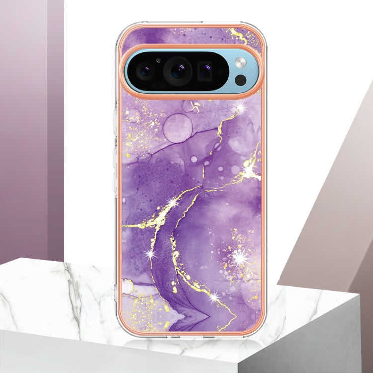 For Google Pixel 9 / 9 Pro Electroplating Marble Dual-side IMD Phone Case(Purple 002) by buy2fix