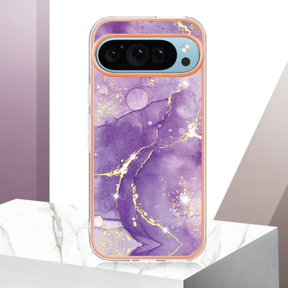 For Google Pixel 9 / 9 Pro Electroplating Marble Dual-side IMD Phone Case(Purple 002) by buy2fix