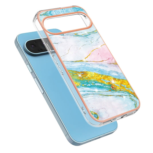 For Google Pixel 9 / 9 Pro Electroplating Marble Dual-side IMD Phone Case(Green 004) by buy2fix
