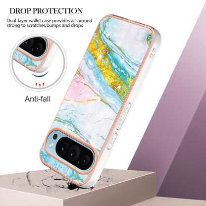 For Google Pixel 9 / 9 Pro Electroplating Marble Dual-side IMD Phone Case(Green 004) by buy2fix