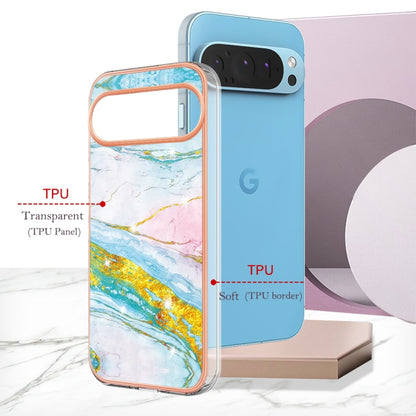 For Google Pixel 9 / 9 Pro Electroplating Marble Dual-side IMD Phone Case(Green 004) by buy2fix