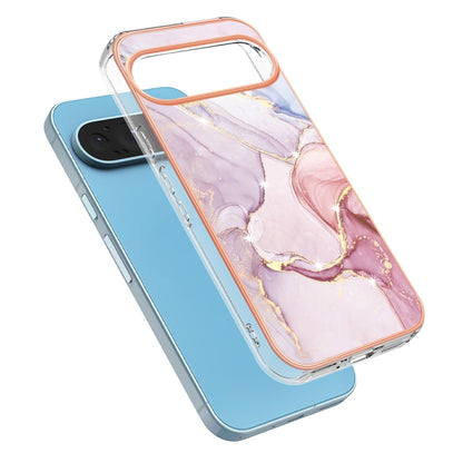 For Google Pixel 9 / 9 Pro Electroplating Marble Dual-side IMD Phone Case(Rose Gold 005) by buy2fix
