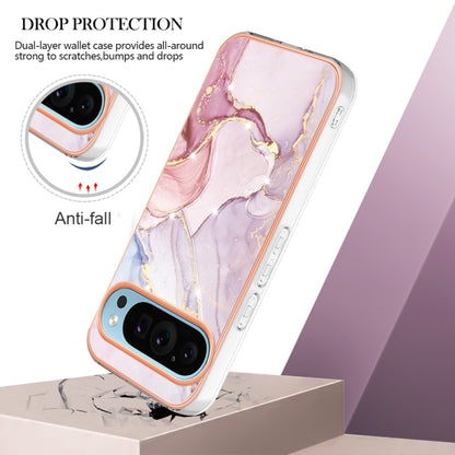For Google Pixel 9 / 9 Pro Electroplating Marble Dual-side IMD Phone Case(Rose Gold 005) by buy2fix