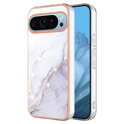 For Google Pixel 9 / 9 Pro Electroplating Marble Dual-side IMD Phone Case(White 006) by buy2fix