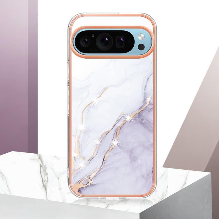 For Google Pixel 9 / 9 Pro Electroplating Marble Dual-side IMD Phone Case(White 006) by buy2fix