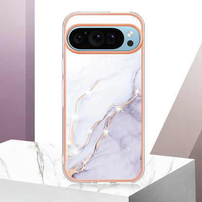 For Google Pixel 9 / 9 Pro Electroplating Marble Dual-side IMD Phone Case(White 006) by buy2fix