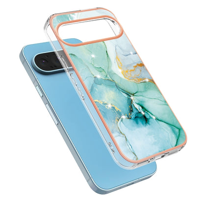 For Google Pixel 9 Pro XL Electroplating Marble Dual-side IMD Phone Case(Green 003) by buy2fix