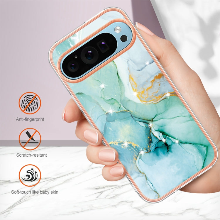For Google Pixel 9 Pro XL Electroplating Marble Dual-side IMD Phone Case(Green 003) by buy2fix