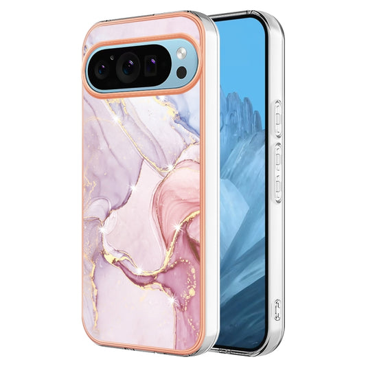 For Google Pixel 9 Pro XL Electroplating Marble Dual-side IMD Phone Case(Rose Gold 005) by buy2fix
