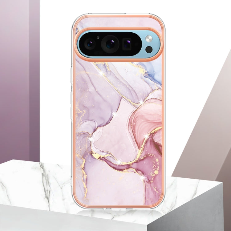 For Google Pixel 9 Pro XL Electroplating Marble Dual-side IMD Phone Case(Rose Gold 005) by buy2fix