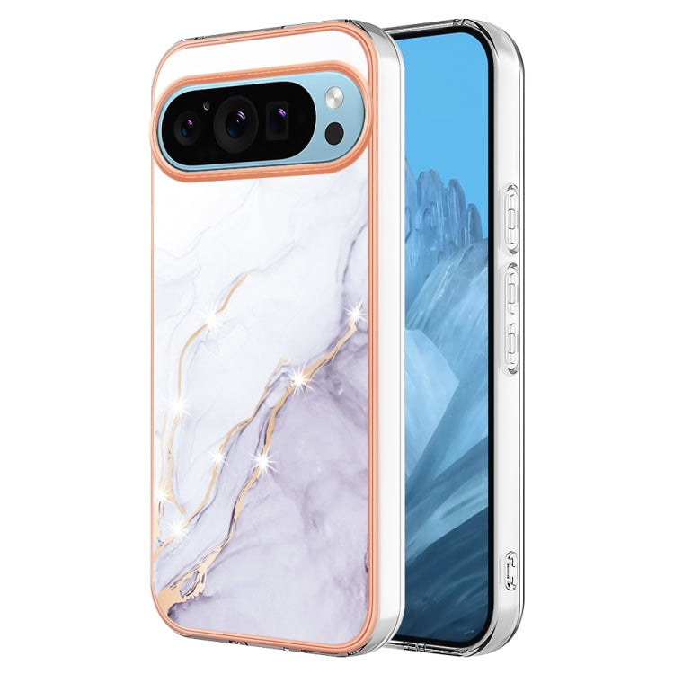 For Google Pixel 9 Pro XL Electroplating Marble Dual-side IMD Phone Case(White 006) by buy2fix