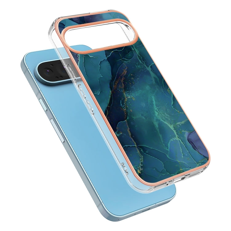 For Google Pixel 9 / 9 Pro Electroplating Marble Dual-side IMD Phone Case(Green 017) by buy2fix