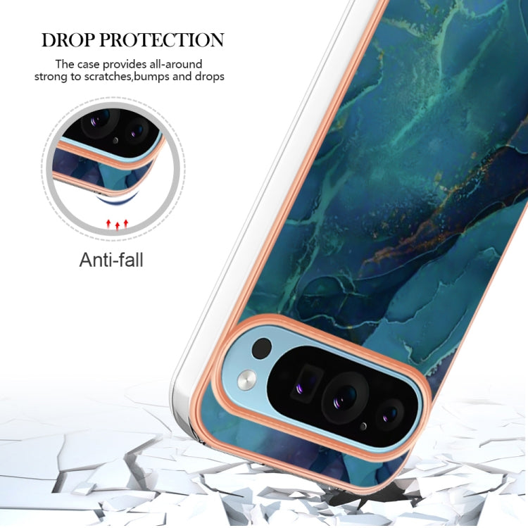 For Google Pixel 9 / 9 Pro Electroplating Marble Dual-side IMD Phone Case(Green 017) by buy2fix