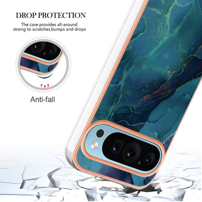 For Google Pixel 9 / 9 Pro Electroplating Marble Dual-side IMD Phone Case(Green 017) by buy2fix