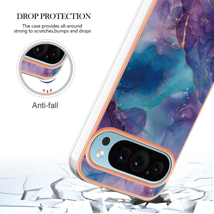 For Google Pixel 9 / 9 Pro Electroplating Marble Dual-side IMD Phone Case(Purple 016) by buy2fix