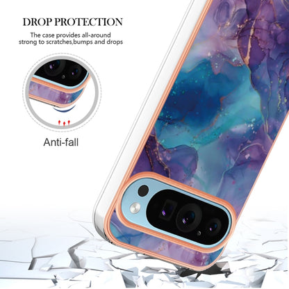 For Google Pixel 9 / 9 Pro Electroplating Marble Dual-side IMD Phone Case(Purple 016) by buy2fix