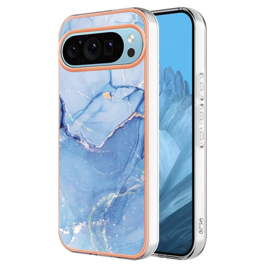 For Google Pixel 9 / 9 Pro Electroplating Marble Dual-side IMD Phone Case(Blue 018) by buy2fix