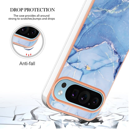 For Google Pixel 9 / 9 Pro Electroplating Marble Dual-side IMD Phone Case(Blue 018) by buy2fix