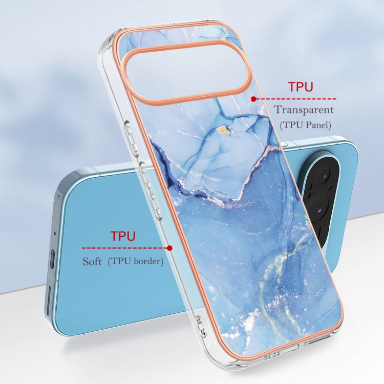 For Google Pixel 9 / 9 Pro Electroplating Marble Dual-side IMD Phone Case(Blue 018) by buy2fix