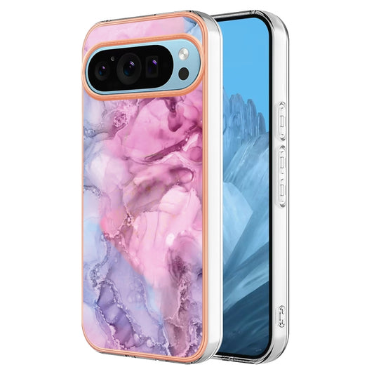 For Google Pixel 9 / 9 Pro Electroplating Marble Dual-side IMD Phone Case(Pink 013) by buy2fix