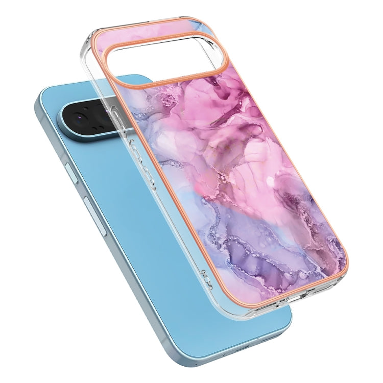For Google Pixel 9 / 9 Pro Electroplating Marble Dual-side IMD Phone Case(Pink 013) by buy2fix