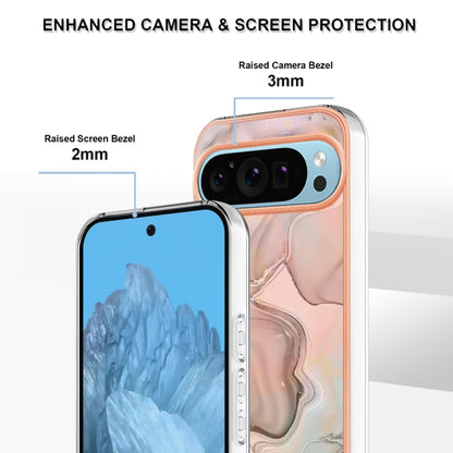 For Google Pixel 9 / 9 Pro Electroplating Marble Dual-side IMD Phone Case(Rose Gold 015) by buy2fix