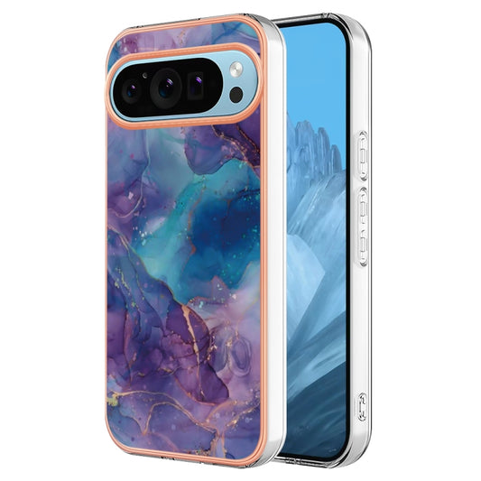 For Google Pixel 9 Pro XL Electroplating Marble Dual-side IMD Phone Case(Purple 016) by buy2fix
