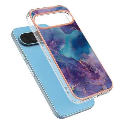 For Google Pixel 9 Pro XL Electroplating Marble Dual-side IMD Phone Case(Purple 016) by buy2fix